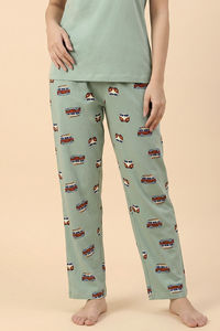 Zivame Farm Lore Knit Cotton Pyjama Set - Cameo Green — thumbnail 4